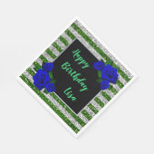 Green Silver Stripes Glitzer Deep Blue Rose Serviette (Ecke)