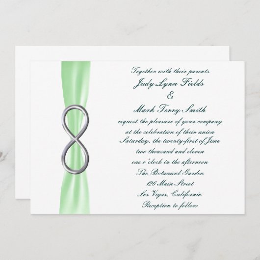 Green Silver Unfinity Wedding Einladung (Vorne/Hinten)