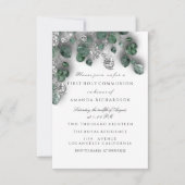 Green Silver White First Heilige Kommune Cross Einladung (Vorderseite)