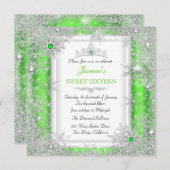Green Silver Winter Wonderland Sweet 16 Snowflake Einladung (Vorne/Hinten)