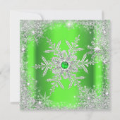 Green Silver Winter Wonderland Sweet 16 Snowflake Einladung (Rückseite)