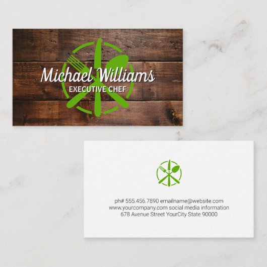 Green Silverware Logo | Holzrahmen Visitenkarte (Vorne/Hinten)