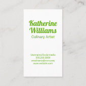 Green Silverware Modern Restaurant Logo Visitenkarte (Rückseite)