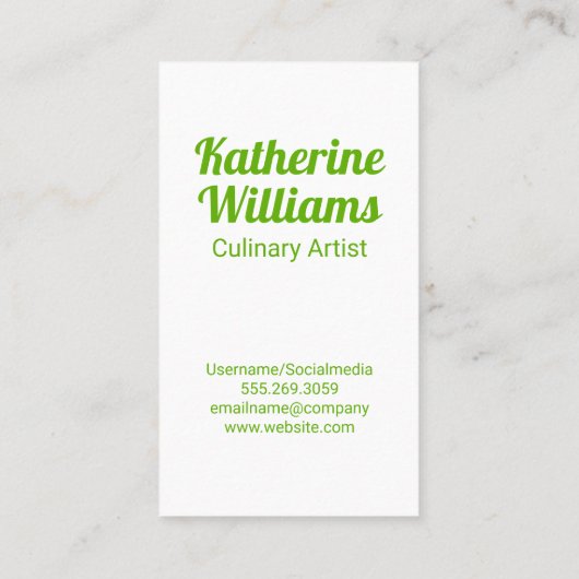 Green Silverware Modern Restaurant Logo Visitenkarte (Rückseite)