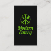 Green Silverware Modern Restaurant Logo Visitenkarte (Vorderseite)