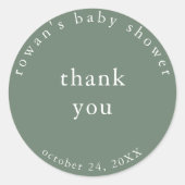 Green Simple Baby Dusche Vielen Dank Sticker (Vorderseite)