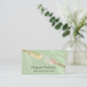 Green Simple Bakery Eleganine Feminine Logo Koch Visitenkarte (Stehend Vorderseite)