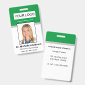 Green Simple Beruflich Employee Custom Foto Ausweis (Vorder- & Rückseite)