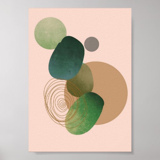 Green Simple Boho Zeichnungen Boho Chic Ästhetisch Poster (Vorne)