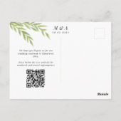 Green Simple Branch Verlobung Foto Save the Date Postkarte (Rückseite)