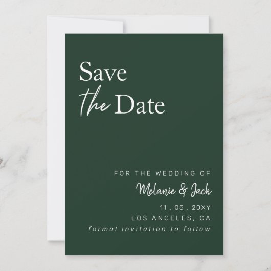 Green Simple Calligraphy Foto Save the Date (Vorderseite)