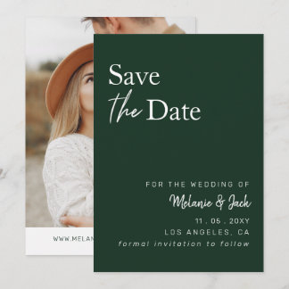 Green Simple Calligraphy Foto Save the Date