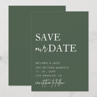 Green Simple Calligraphy Save the Date