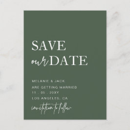 Green Simple Calligraphy Save the Date Ankündigungspostkarte