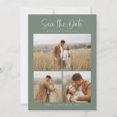 Green Simple Calligraphy Script Modern Four Foto Save The Date (Vorderseite)