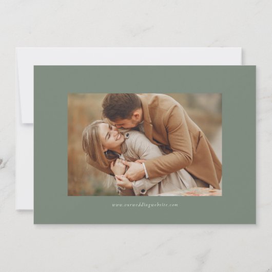 Green Simple Calligraphy Script Vier Foto Save The Date (Rückseite)