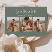 Green Simple Calligraphy Script Vier Foto Save The Date