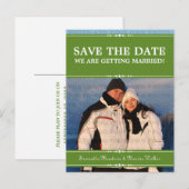 Green Simple Chic Foto Save the Date Postkarte (Vorne/Hinten)