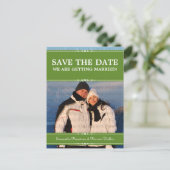 Green Simple Chic Foto Save the Date Postkarte (Stehend Vorderseite)