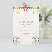 Green Simple Christmas Eve Dinner Party Einladung (Stehend Vorderseite)