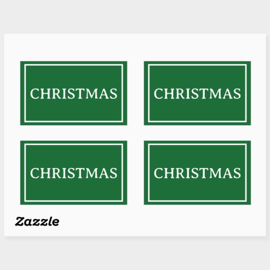 Green Simple Christmas Word Rechteckiger Aufkleber (Blatt)