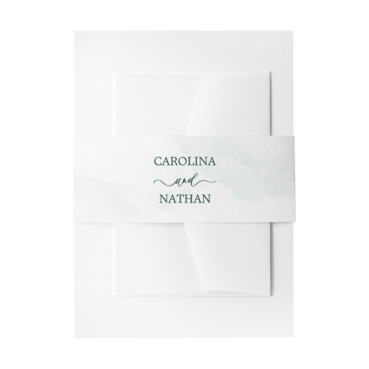 Green Simple Elegant Wedding Names Invitation Einladungsbanderole (Vorderseite Beispiel)