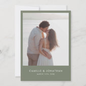 Green Simple Elegante Foto Hochzeit Einladung (Rückseite)
