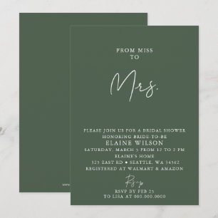 Green Simple Elegante Modernes Brautparty Einladung