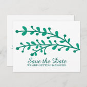 Green Simple Foliage Save the Date Ankündigungspostkarte (Vorne/Hinten)