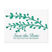 Green Simple Foliage Save the Date