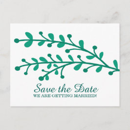 Green Simple Foliage Save the Date Ankündigungspostkarte