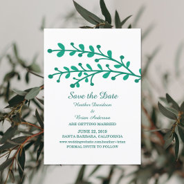 Green Simple Foliage Save the Date einladen Einladung