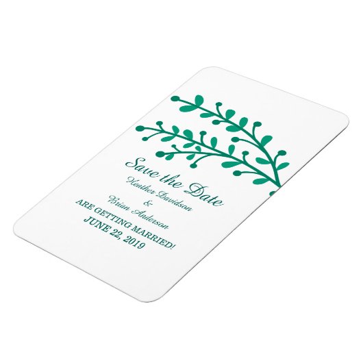 Green Simple Foliage Save the Date Magnet (Linke Seite)