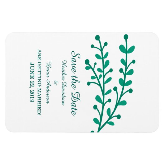 Green Simple Foliage Save the Date Magnet (Horizontal)