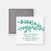 Green Simple Foliage Save the Date Magnet (Vorderseite/Rückseite)