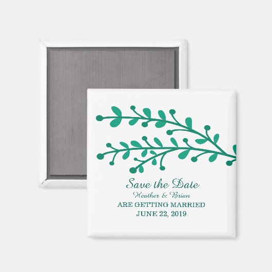 Green Simple Foliage Save the Date Magnet (Vorderseite/Rückseite)