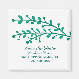Green Simple Foliage Save the Date Magnet