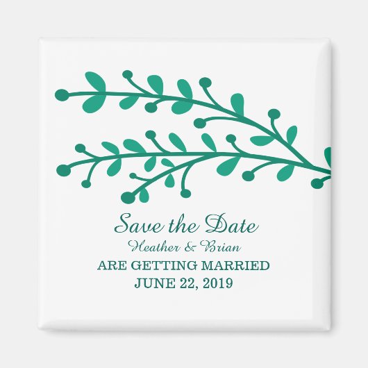 Green Simple Foliage Save the Date Magnet (Vorne)