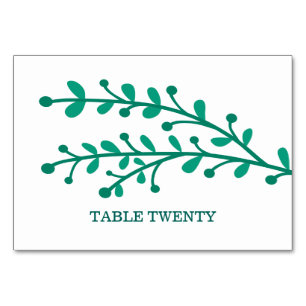 Green Simple Foliage Table Card Tischnummer