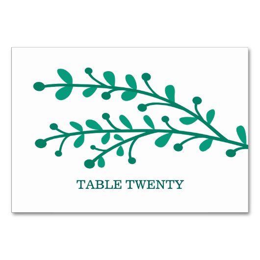 Green Simple Foliage Table Card Tischnummer (Vorderseite)