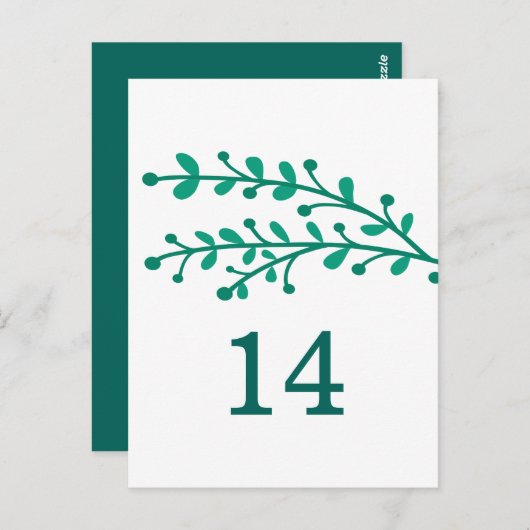 Green Simple Foliage Tischnummer (Vorne/Hinten)