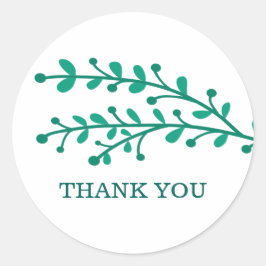 Green Simple Foliage Vielen Dank Runder Aufkleber
