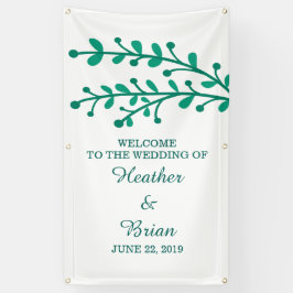 Green Simple Foliage Wedding Banner