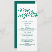 Green Simple Foliage Wedding Menu Menükarte (Vorne/Hinten)