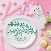 Green Simple Foliage Wedding Pappteller (Party)