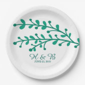 Green Simple Foliage Wedding Pappteller (Vorderseite)