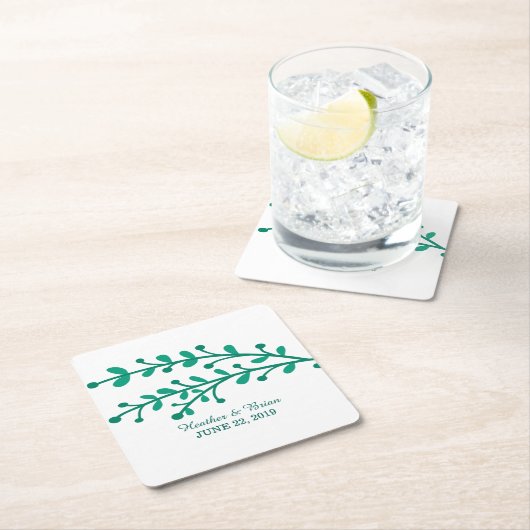 Green Simple Foliage Wedding Rechteckiger Pappuntersetzer (Vor Ort)