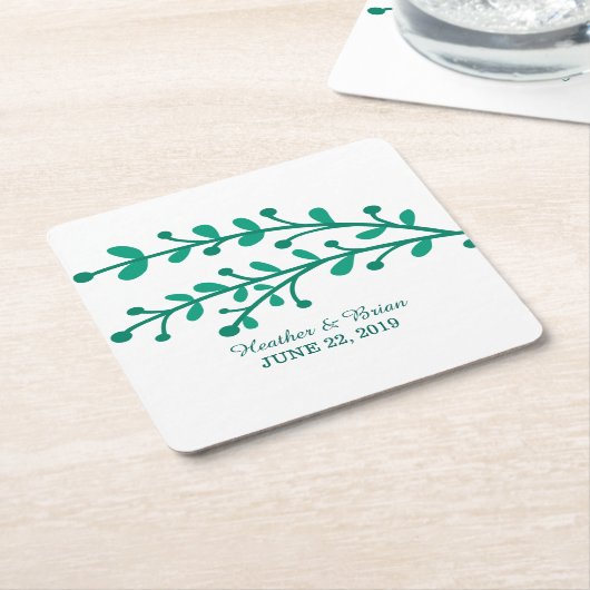 Green Simple Foliage Wedding Rechteckiger Pappuntersetzer (angewinkelt)