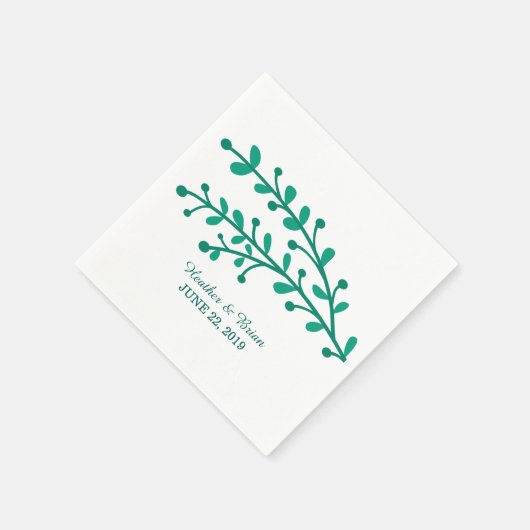 Green Simple Foliage Wedding Serviette (Ecke)