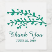 Green Simple Foliage Wedding Weinetikett (Einzelnes Label)